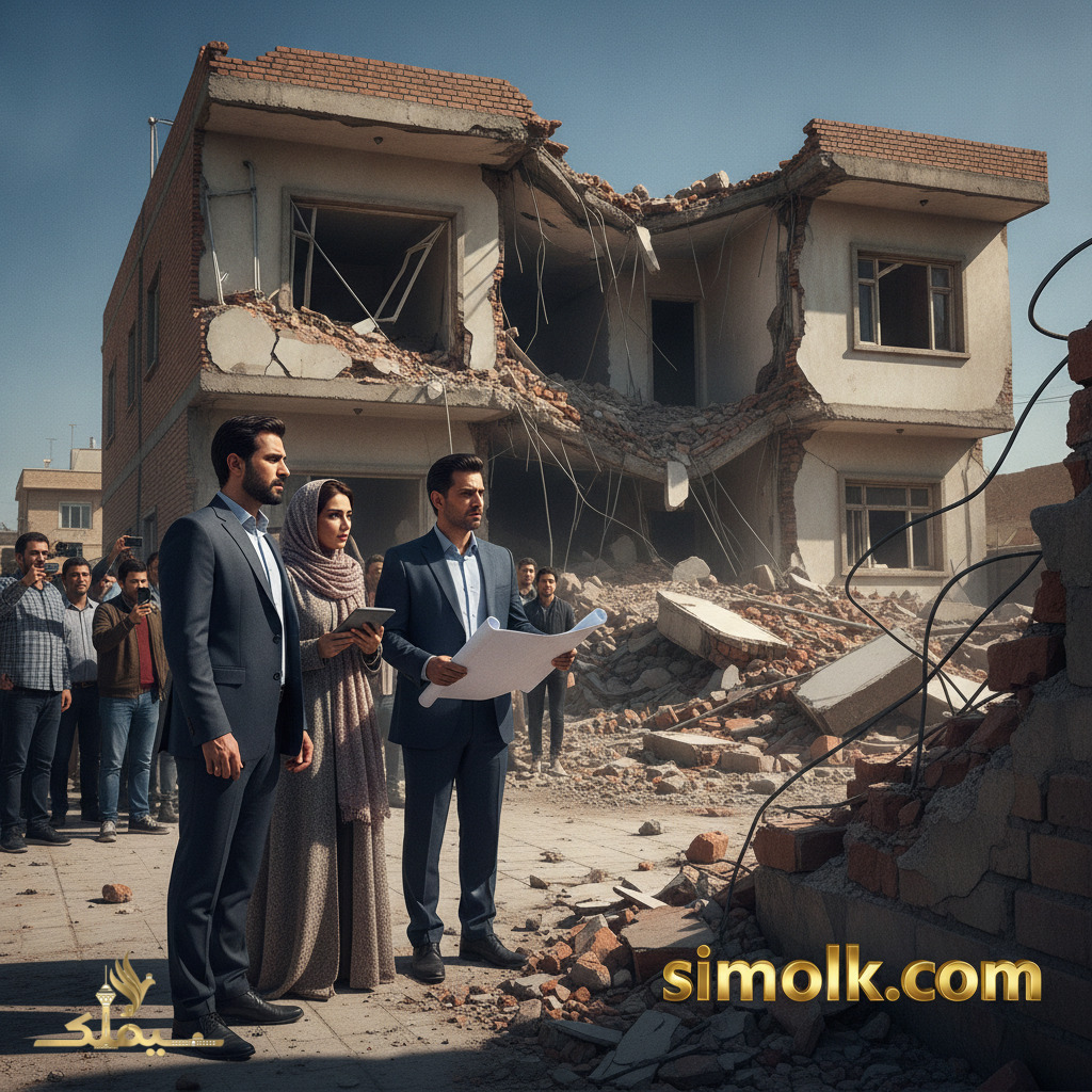 تصویر گزارش خبری از ریزش سقف ساختمان دو طبقه در مشهد و زیر آوار ماندن دو نفر