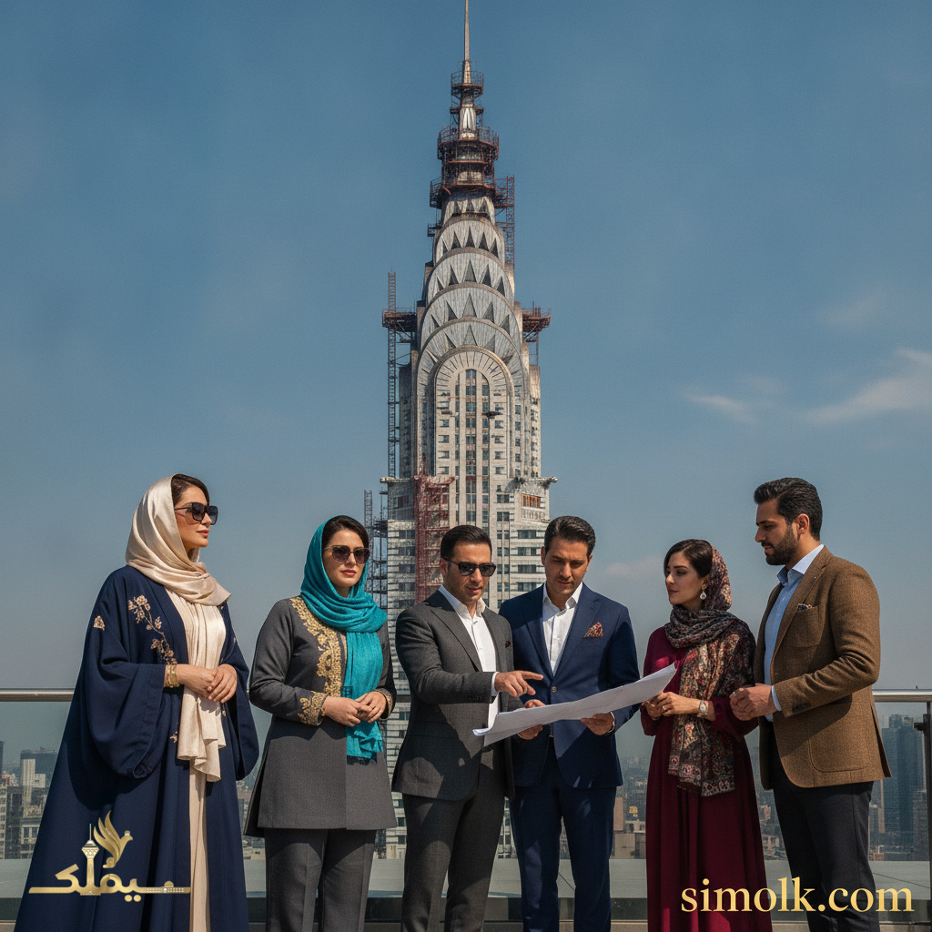 نمای بیرونی ساختمان کرایسلر در نیویورک در حال بازسازی